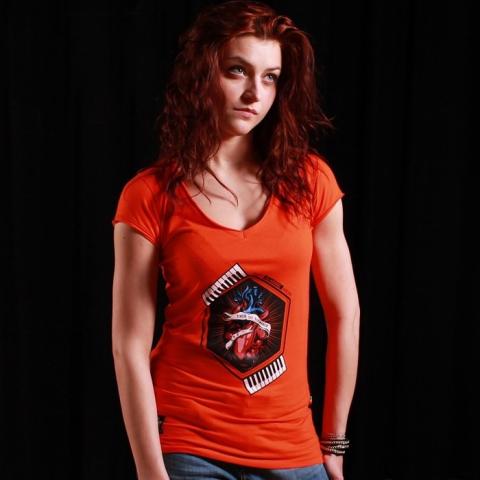 Nuff Wear Heart women's t-shirt 01713 - neon orange